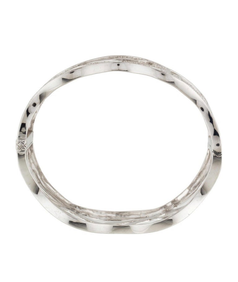 Diamond Floral Vine White Gold Bangle Bracelet For Sale at 1stDibs