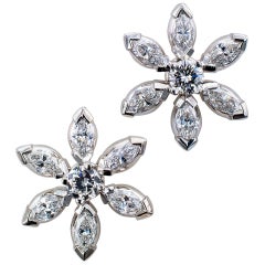 Diamond Floret Platinum Ear Studs