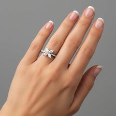 Diamond Flower 14K (or 18k upon request) Yellow Gold Signet Ring