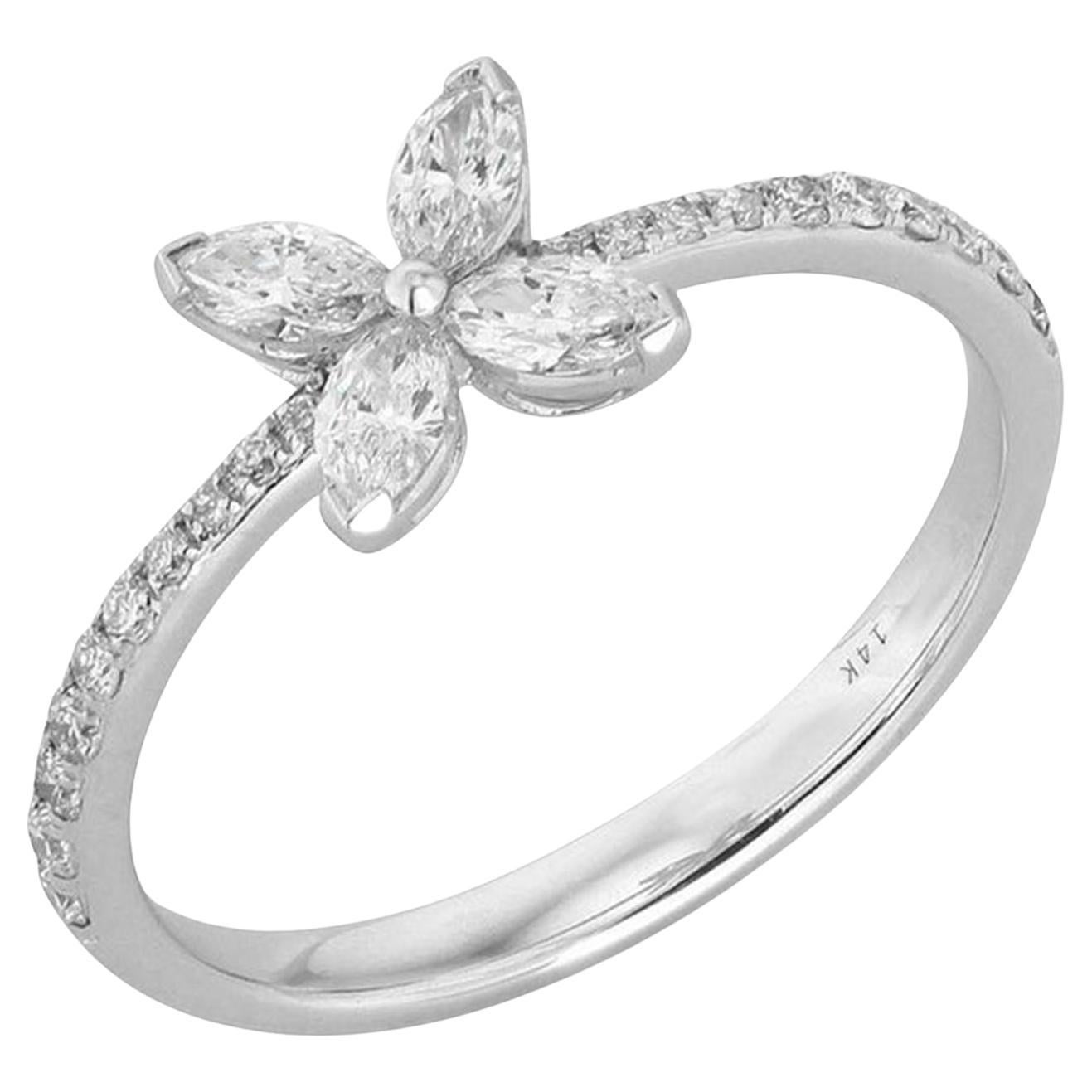 For Sale:  Diamond Flower 14K (or 18k upon request) Yellow Gold Signet Ring