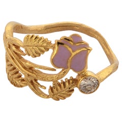 Diamant Blume 18k Gold Emaille Ring