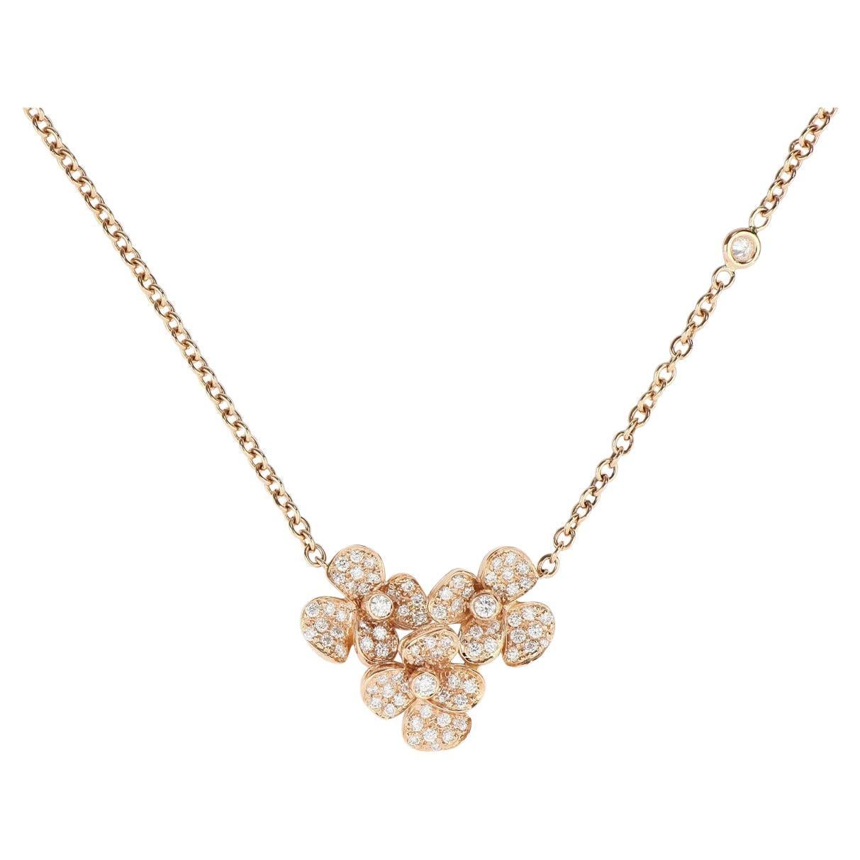 Diamond Flower Bouquet Pendant Necklace