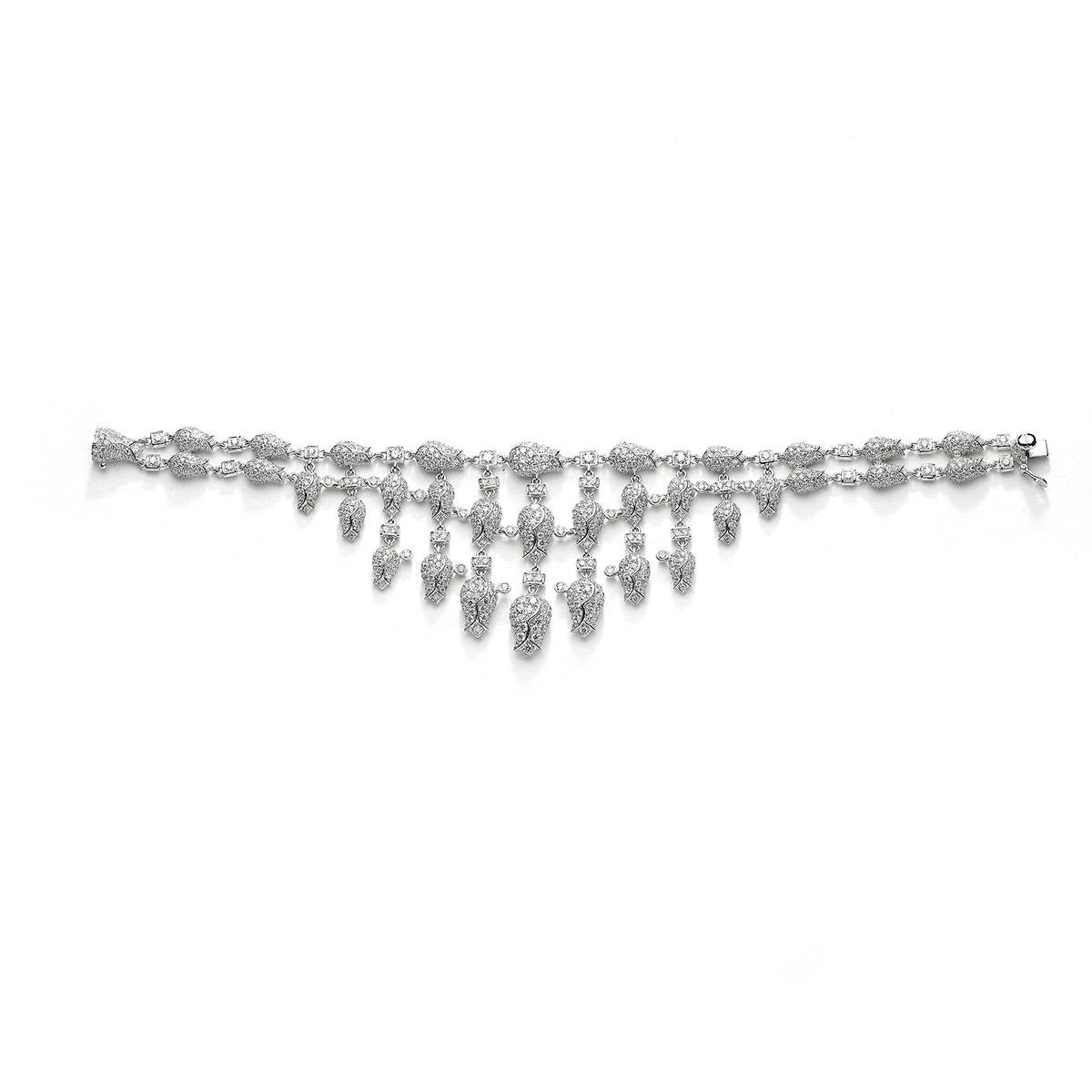 Contemporary Diamond Flower Bracelet For Sale