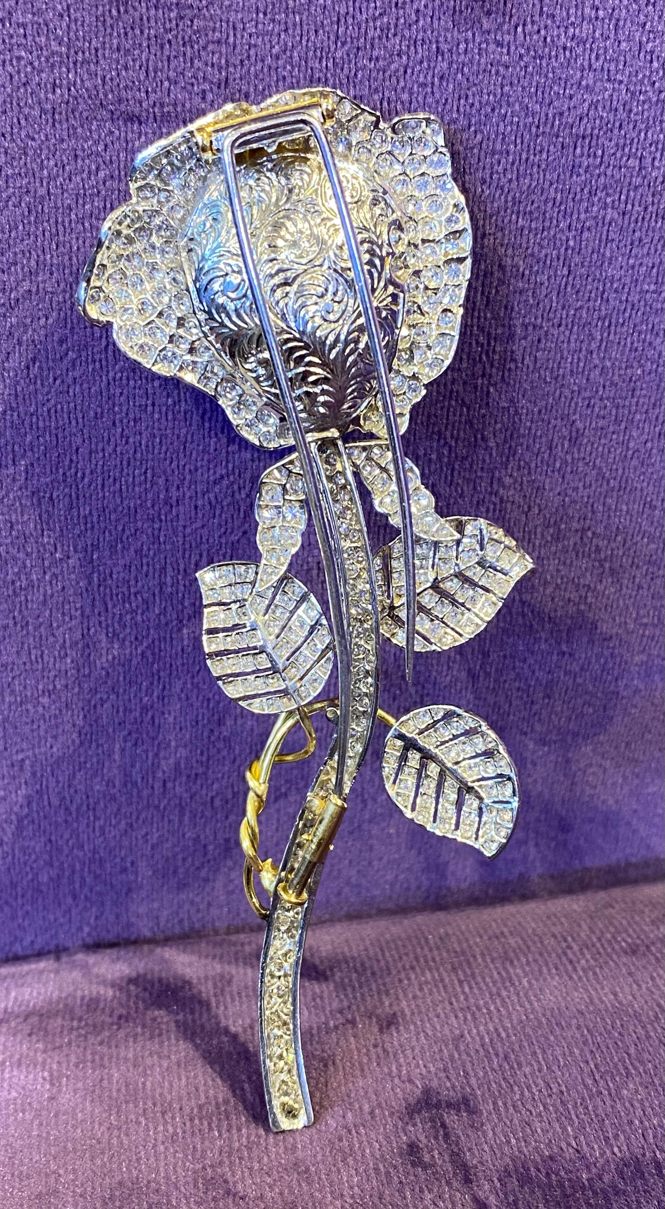 Women's Diamond Flower Brooch For Sale