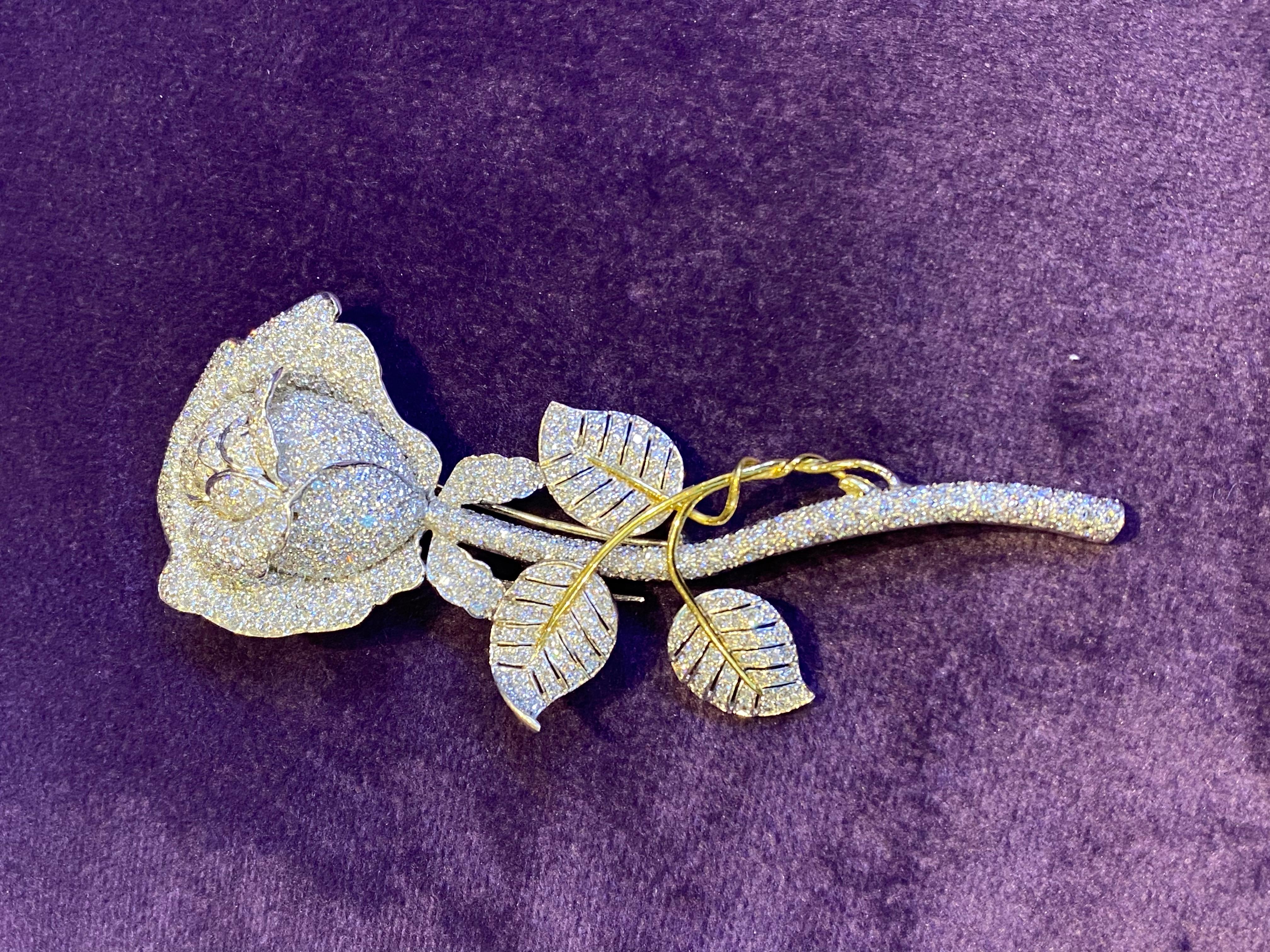 Diamond Flower Brooch For Sale 2