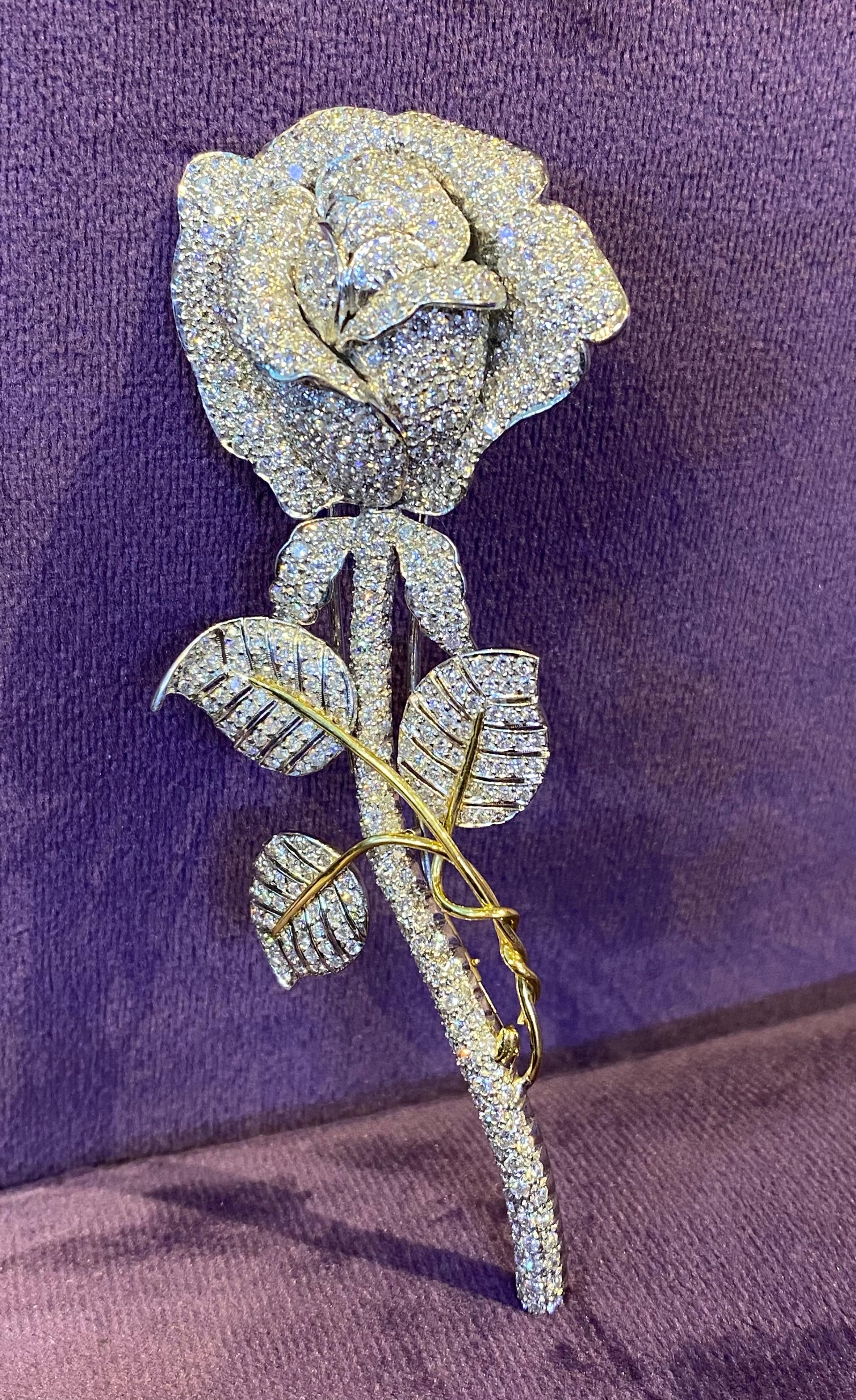 Diamond Flower Brooch For Sale 3