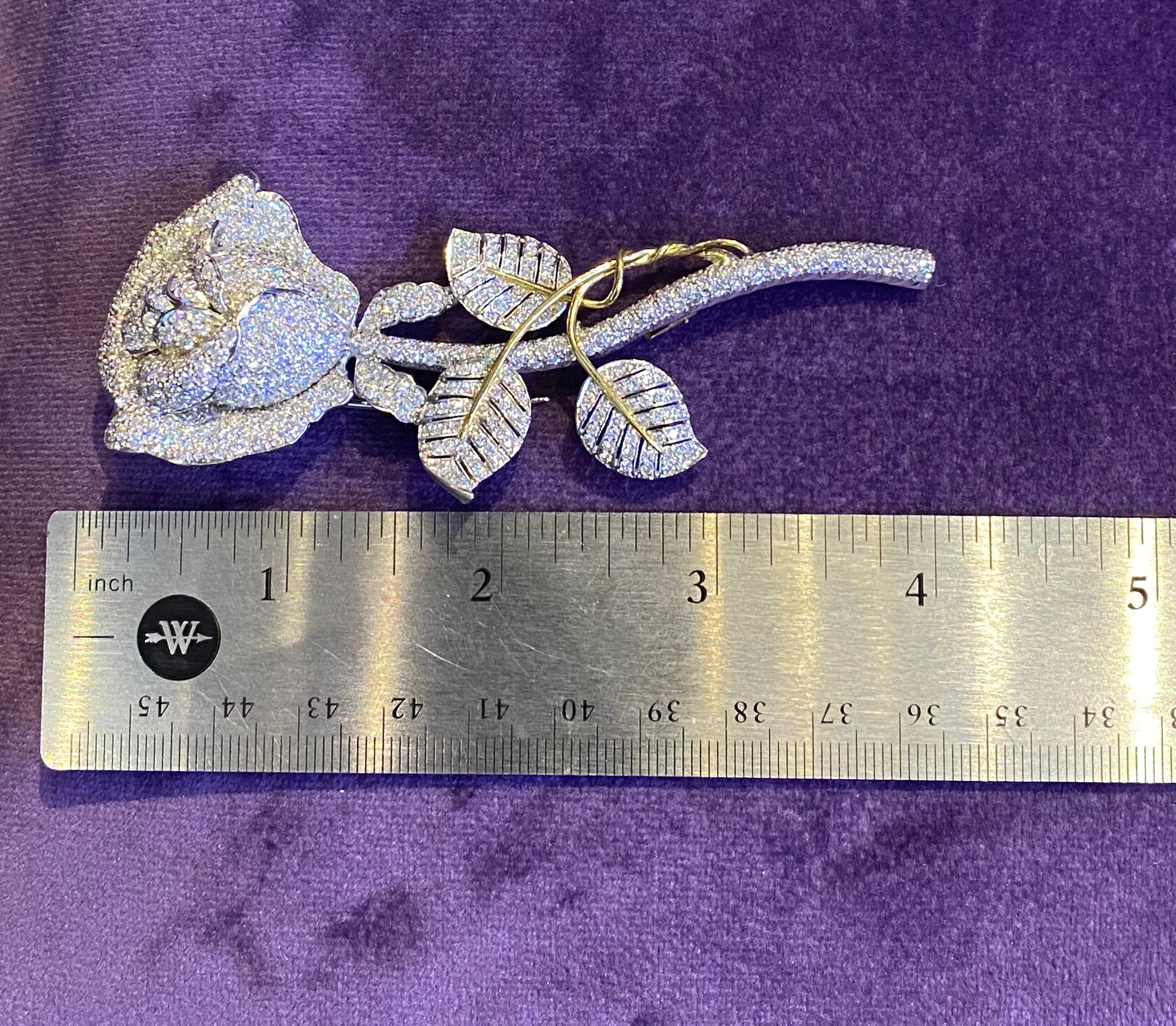 Diamond Flower Brooch For Sale 4
