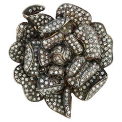 Vintage Diamond Flower Brooch