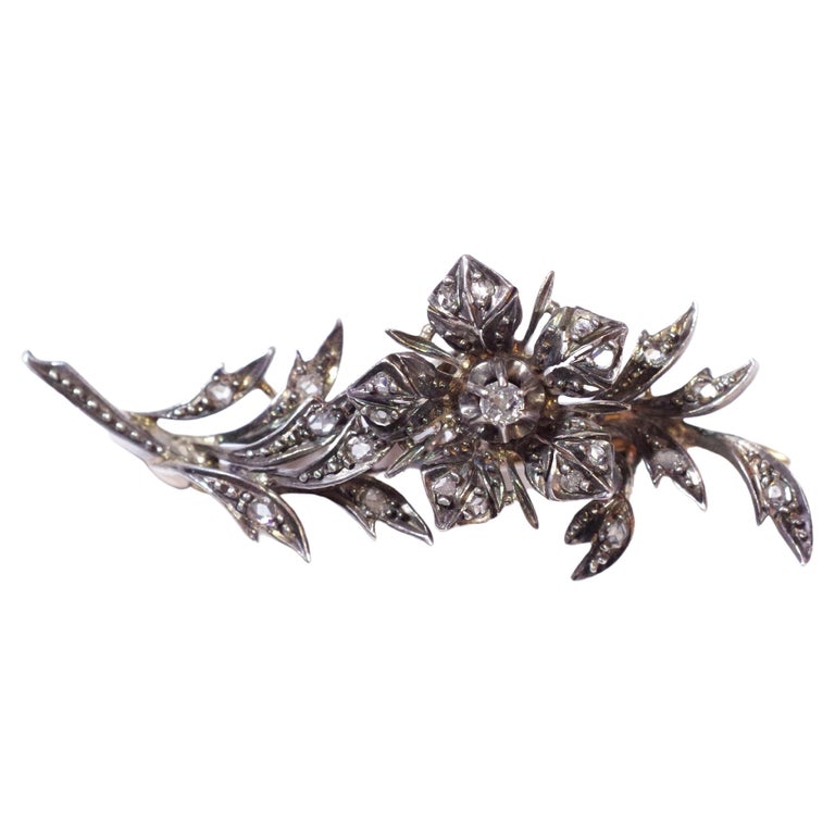 Broche Fleur Émail Navachi - Plaqué Or 18k - Zinc Et Cristal - 5x5cm