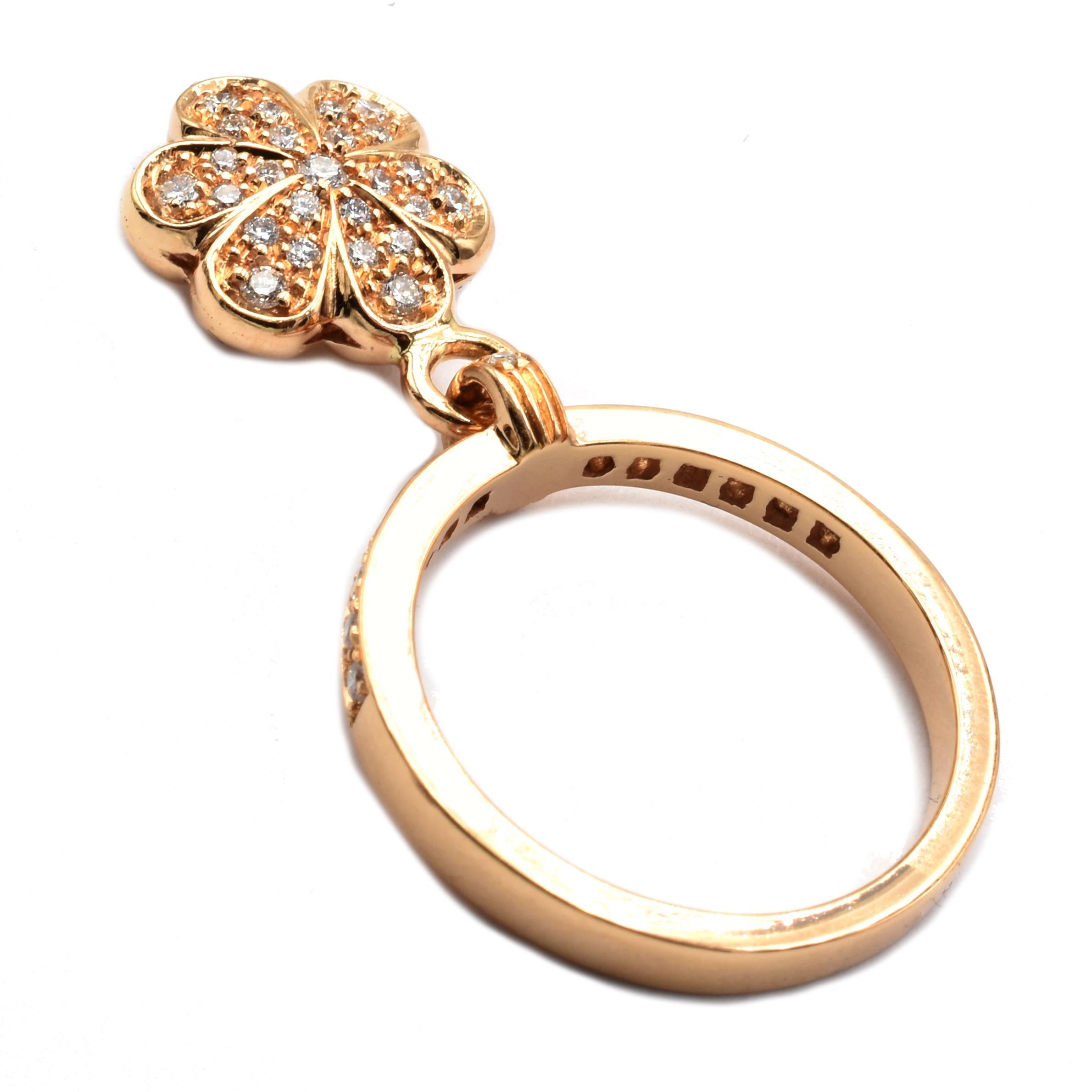Contemporary Gilberto Cassola Diamond Flower Charm Ring Rose Gold Made in Italy For Sale
