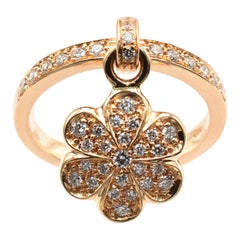 Gilberto Cassola Diamond Flower Charm Ring Rose Gold Made in Italy