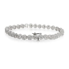 Diamond Flower Cluster Bracelet in 14 Karat White Gold 6.00 Carat