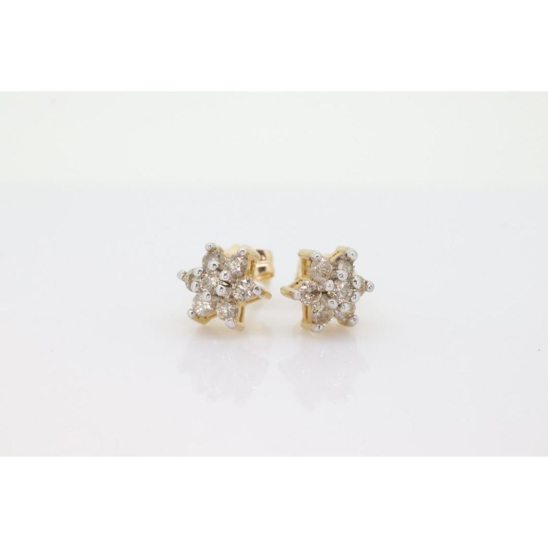 Women's or Men's Diamond Flower Cluster Earrings. Diamond Daisy 14k stud earrings. Diamond Stud For Sale