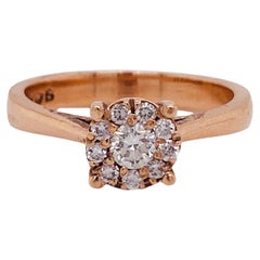 Diamond Flower Cluster Engagement Ring, .30 Carats in 14 Karat Rose Gold Lv