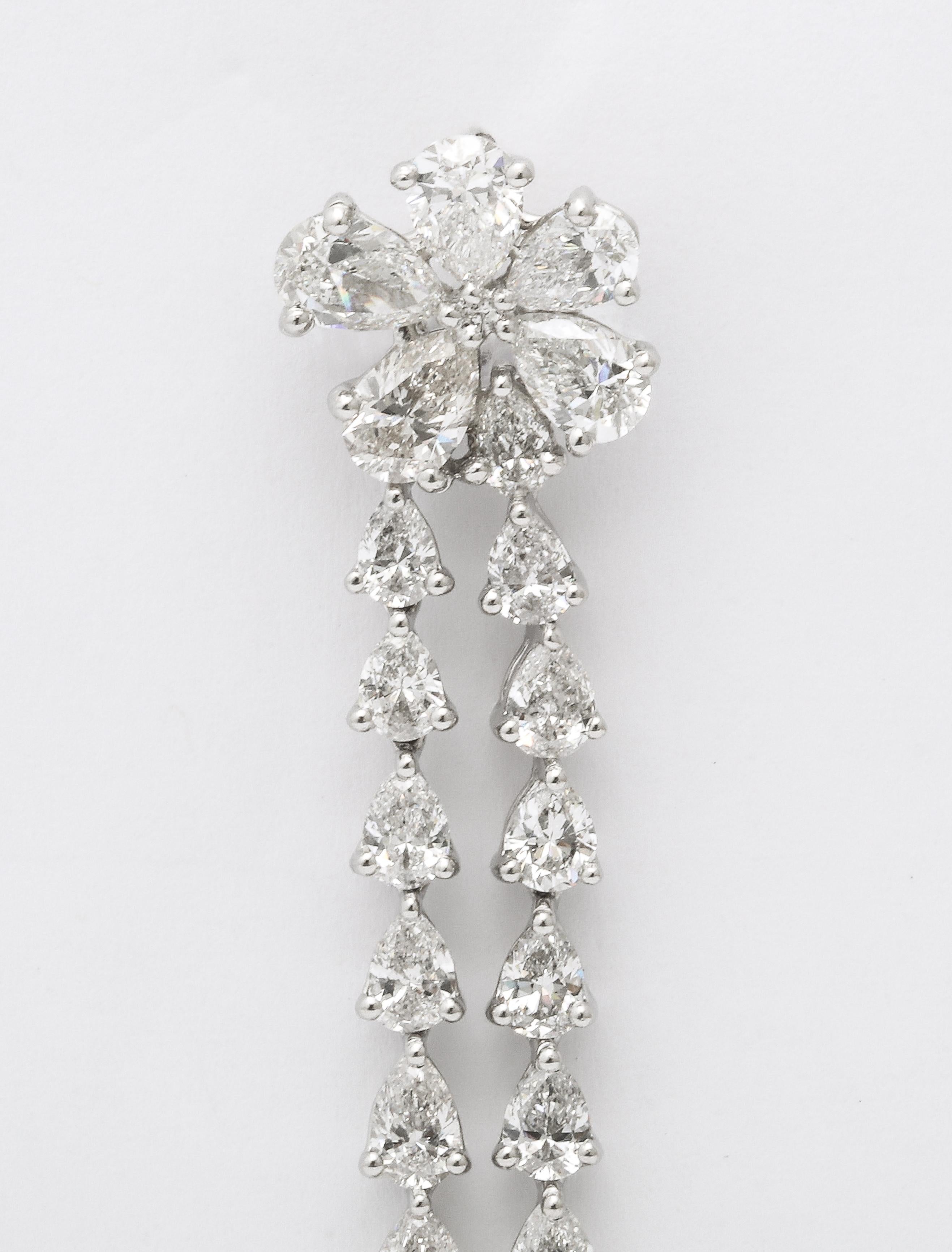 Diamond Flower Drop Earring  For Sale 2