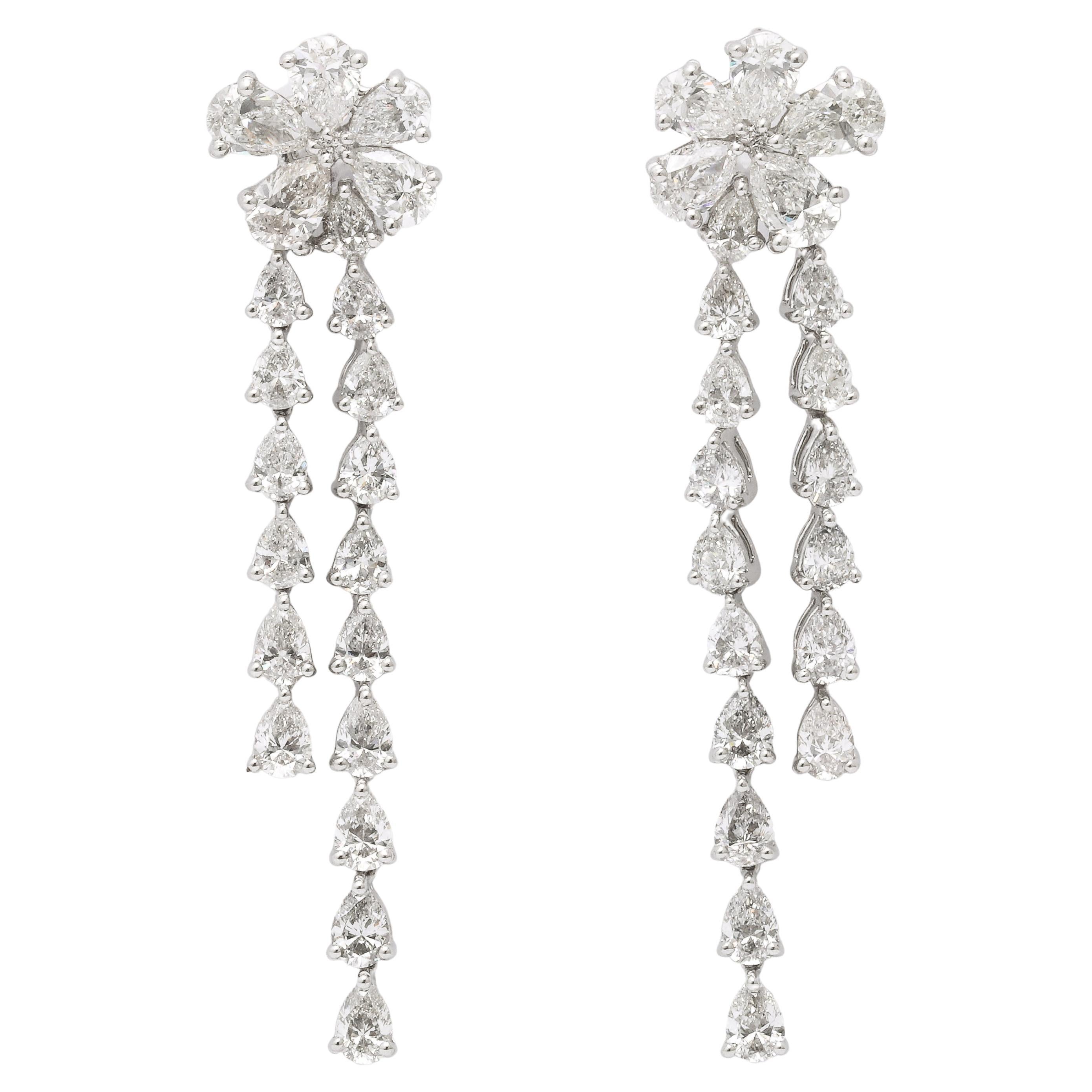 Diamond Flower Drop Earring
