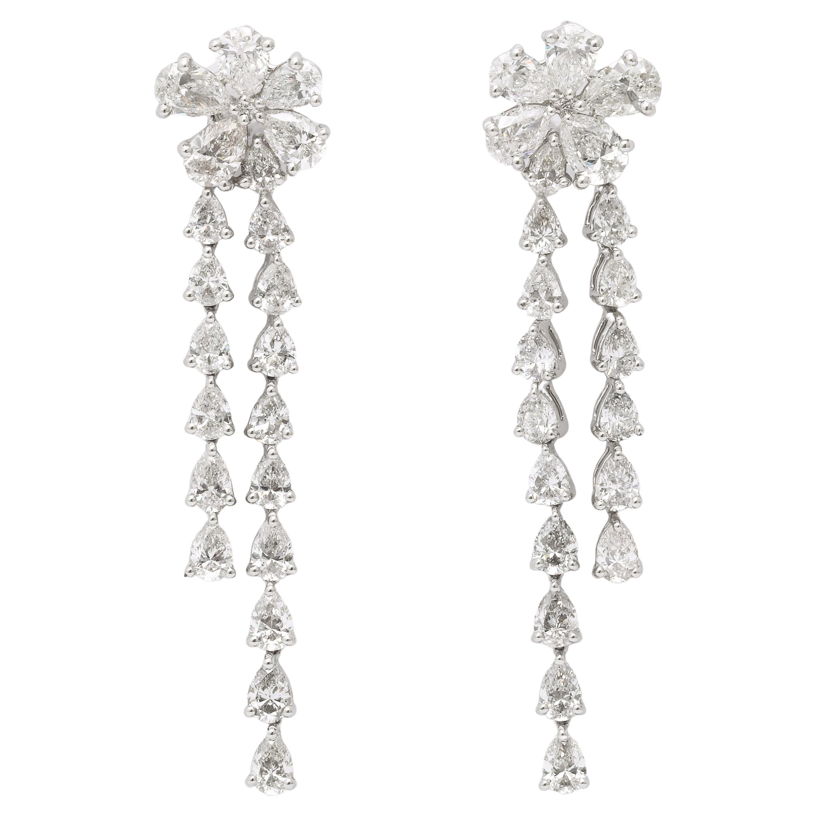 Diamond Flower Drop Earring 