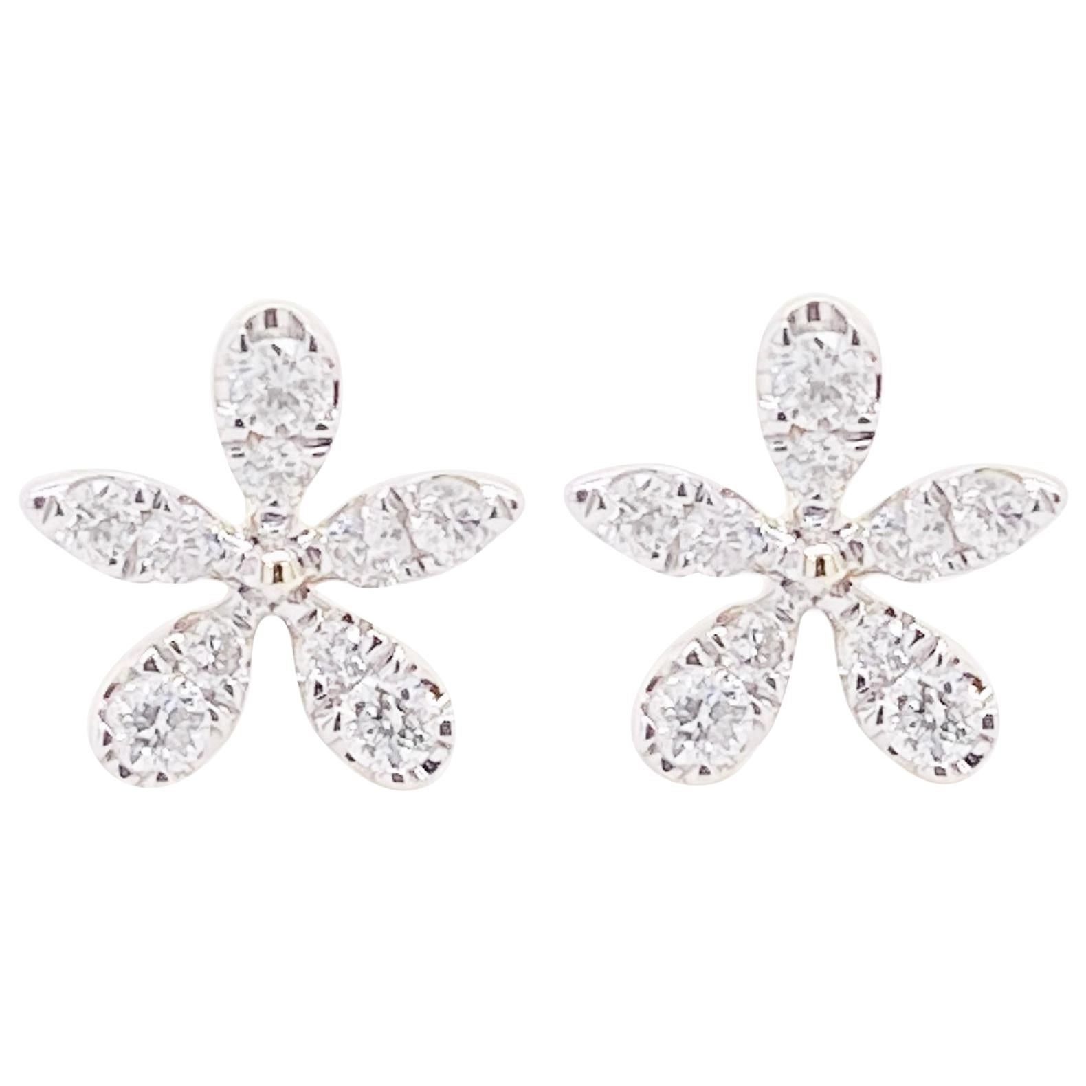 14 Karat Yellow Gold Diamond Bezel Set Flower Stud Earrings For Sale at ...
