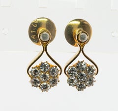 Diamond Flower Earrings 14K Gold 1.66 TDW Cluster