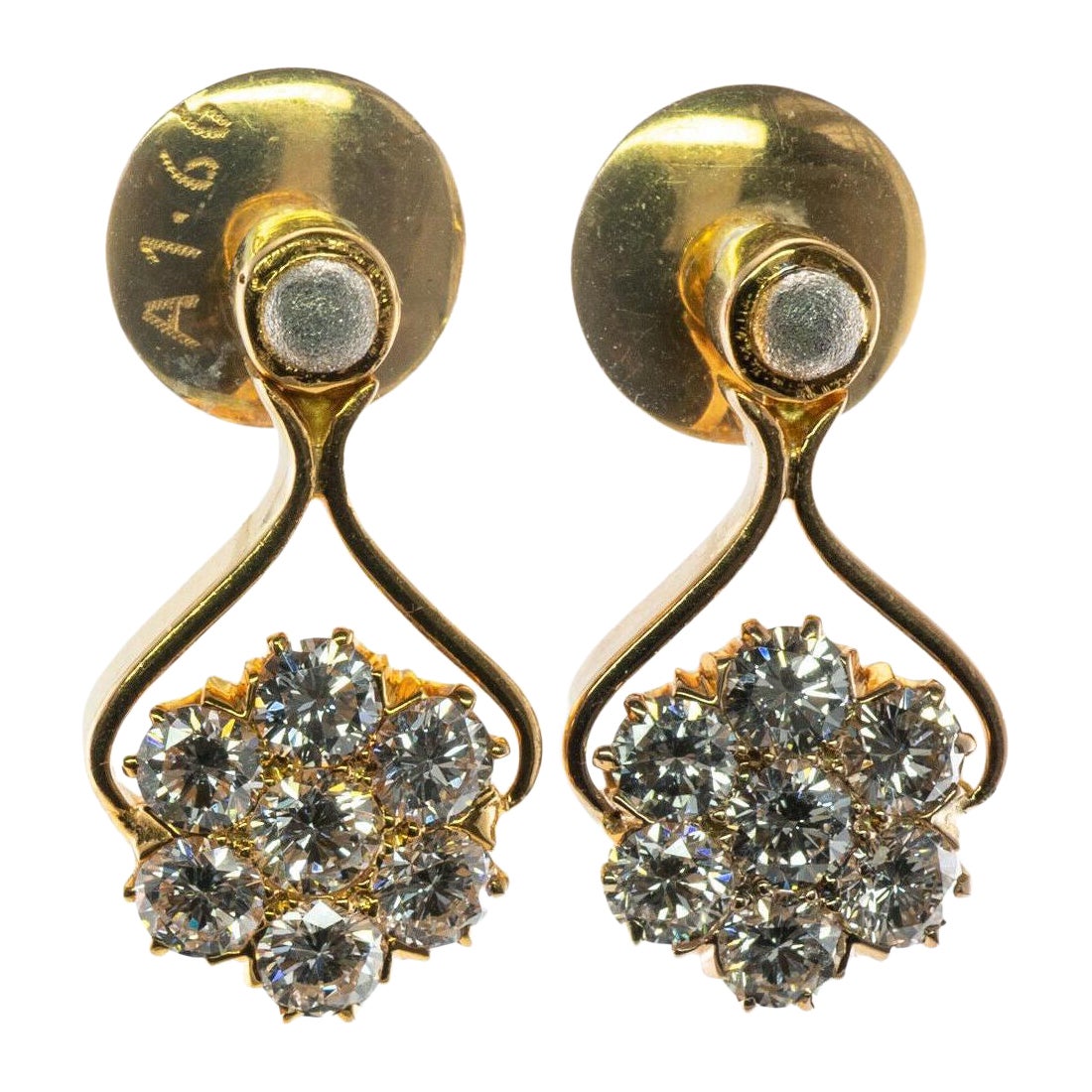 Boucles d'oreilles fleur de diamant en or 14K 1.66 TDW Cluster