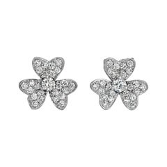 Diamond Flower Earrings 18k White Gold