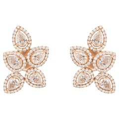 Diamond Flower Earrings 3.19 Carats 18K Rose Gold