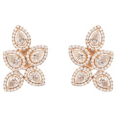 Diamond Flower Earrings 3.19 Carats 18K Rose Gold