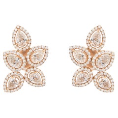 Boucles d'oreilles fleur en or rose 18 carats et diamants 3,19 carats