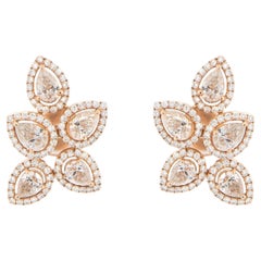 Boucles d'oreilles fleur en or rose 18 carats et diamants 3,19 carats