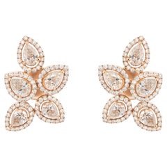Boucles d'oreilles fleur en or rose 18 carats et diamants 3,19 carats