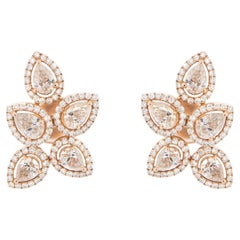 Diamond Flower Earrings 3.19 Carats 18K Rose Gold