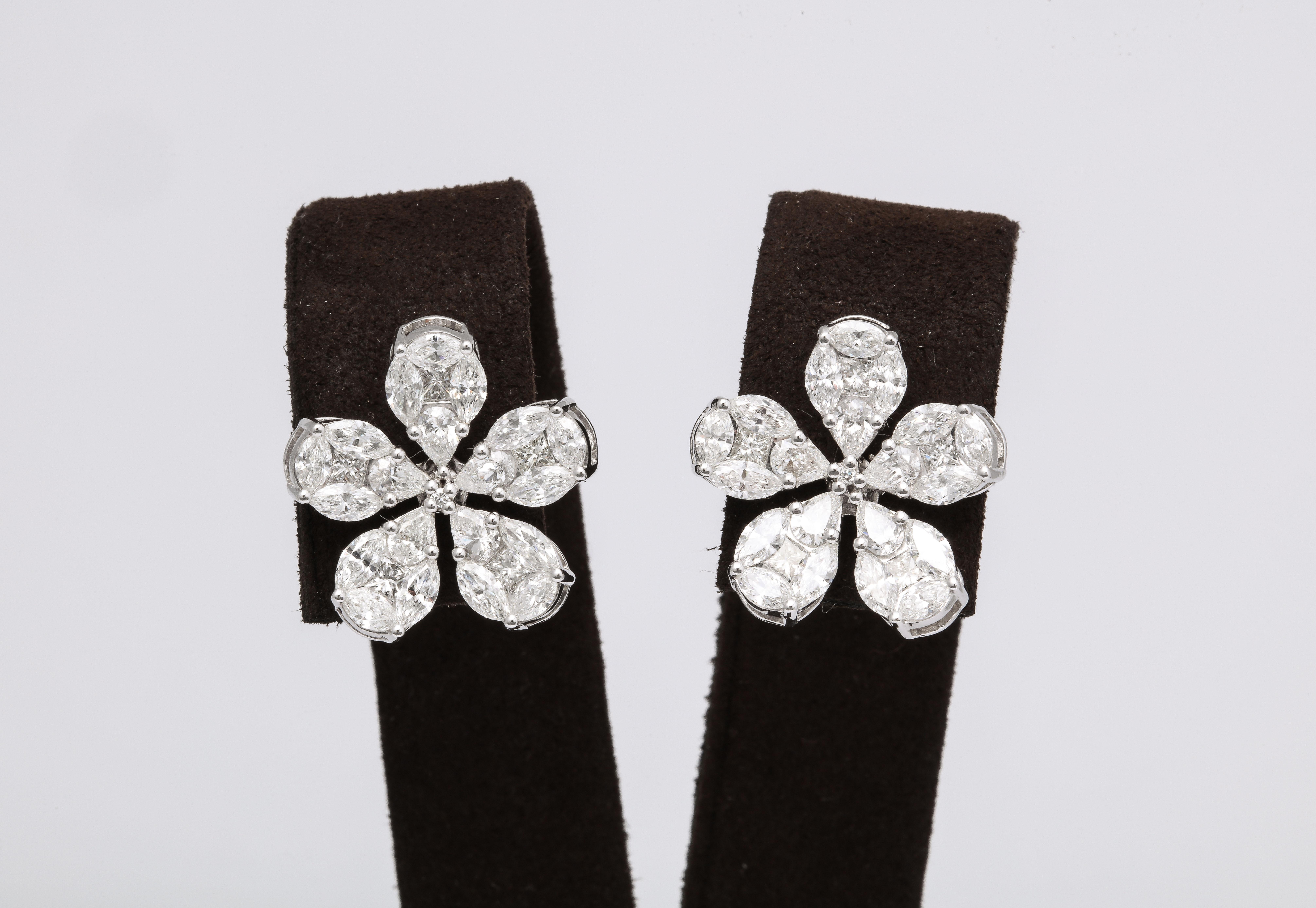 flower shape diamond earrings