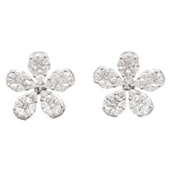 Boucles d'oreilles fleur en diamant