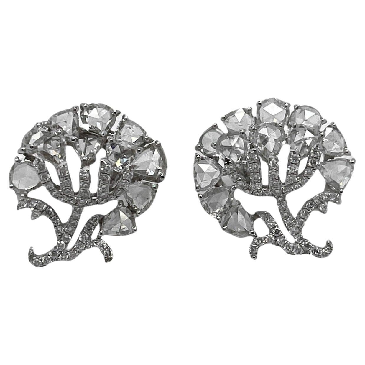 Diamond Flower Earrings For Sale