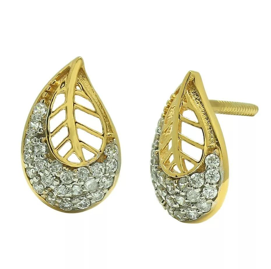 Diamond Earrings 14K Yellow Gold Leaf Studs Minimalist Flower Women Earrings
Light weight can be worn everyday

Additional information:
Condition: New with tags: A brand-new, unused, and unworn item (including handmade items) in the original
