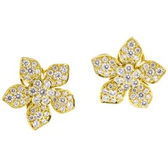 Diamond Flower Fiore Earrings by Pampillonia