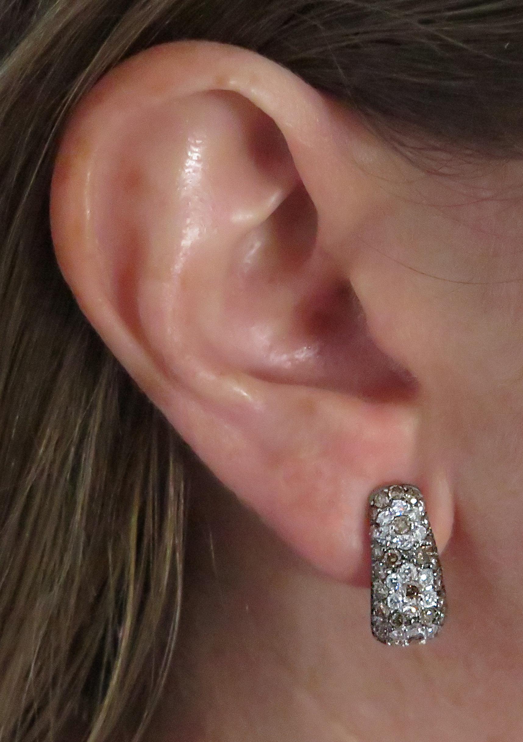 Round Cut Diamond Flower Hoop Earrings