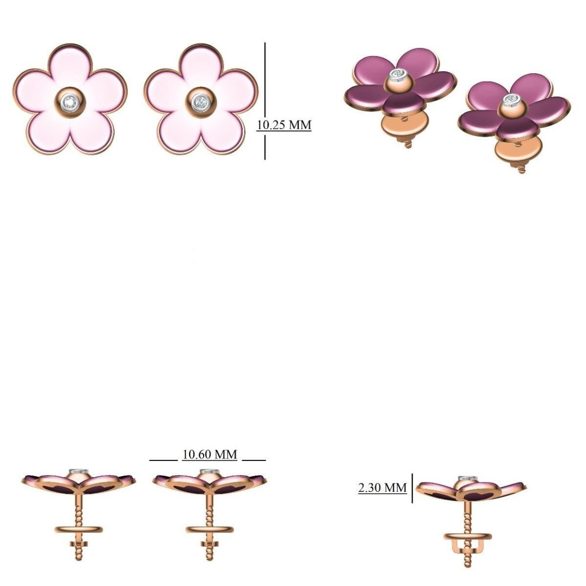 Women's Diamond Flower Kids Earrings in 14K Solid Gold (Certified) For Sale