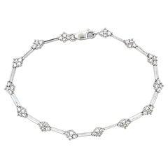 Diamant-Blumen-Gliederarmband aus 18 Karat Weißgold