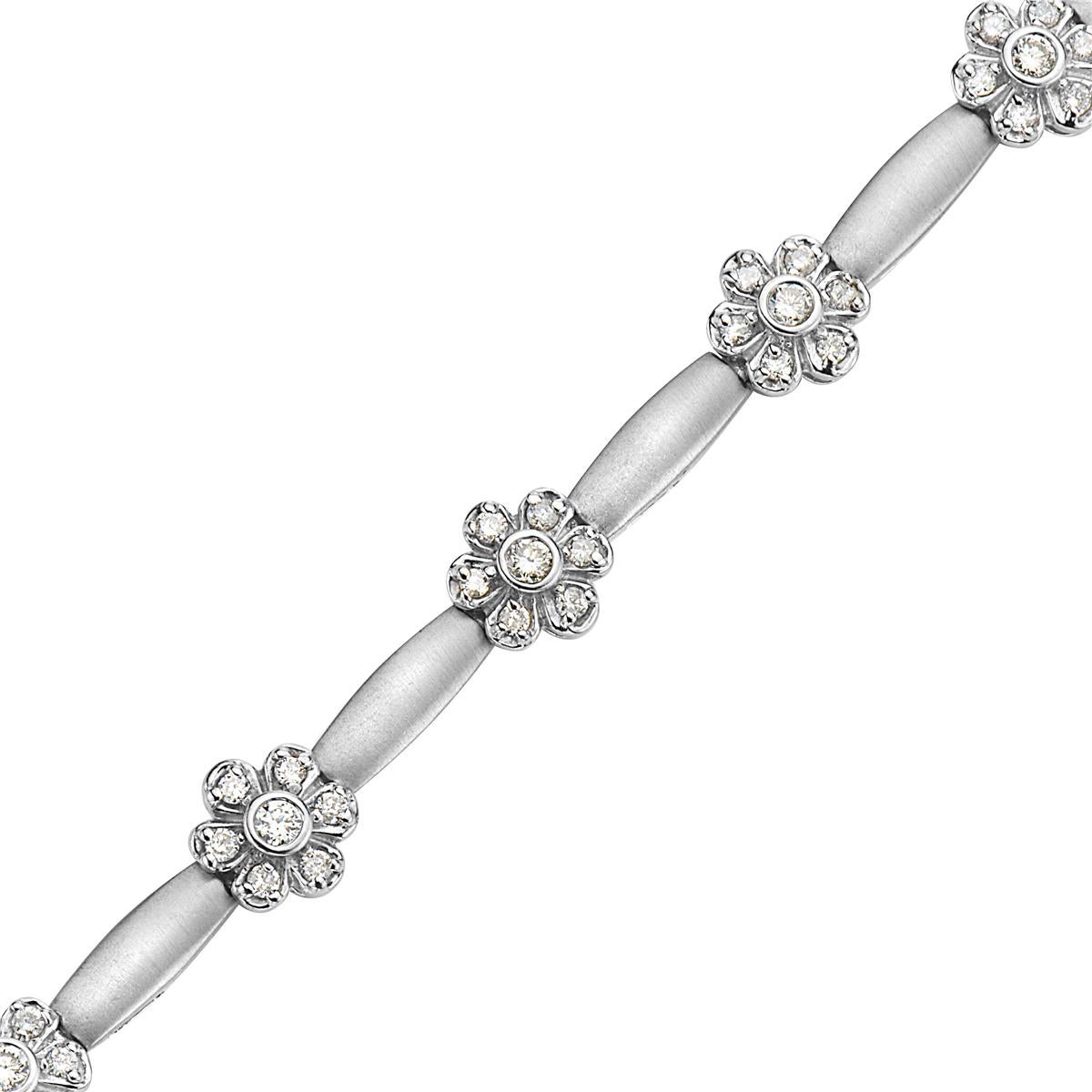 This bracelet features 1.5 carats of diamonds set in 14K matte white gold. 7 inch length. 18 grams total weight. 


Viewings available in our NYC showroom by appointment.