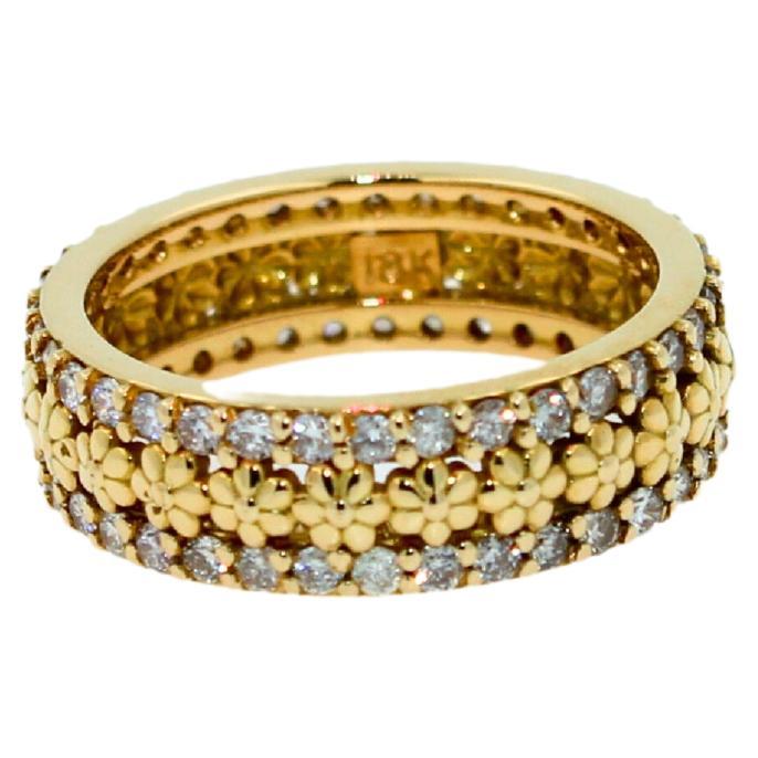Diamond Flower Nature Plant Eternity Wedding Band Pave 18 Karat Yellow Gold Ring
1.05 cts Diamonds
18K Yellow Gold
Size 5.5 - Sizeable Upon Request