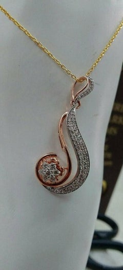 Diamond Flower Pendant Necklace in 14k Solid Gold