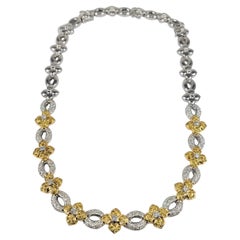 Collana Fiore di diamanti in oro bicolore 18 carati