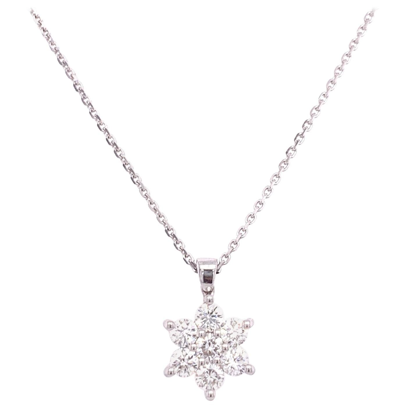 Diamond Flower Pendant Necklace