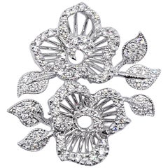 Diamond Flower Pendant Set in 18 Karat White Gold Settings