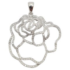 Diamond Flower Pendant Set in 18 Karat White Gold Settings