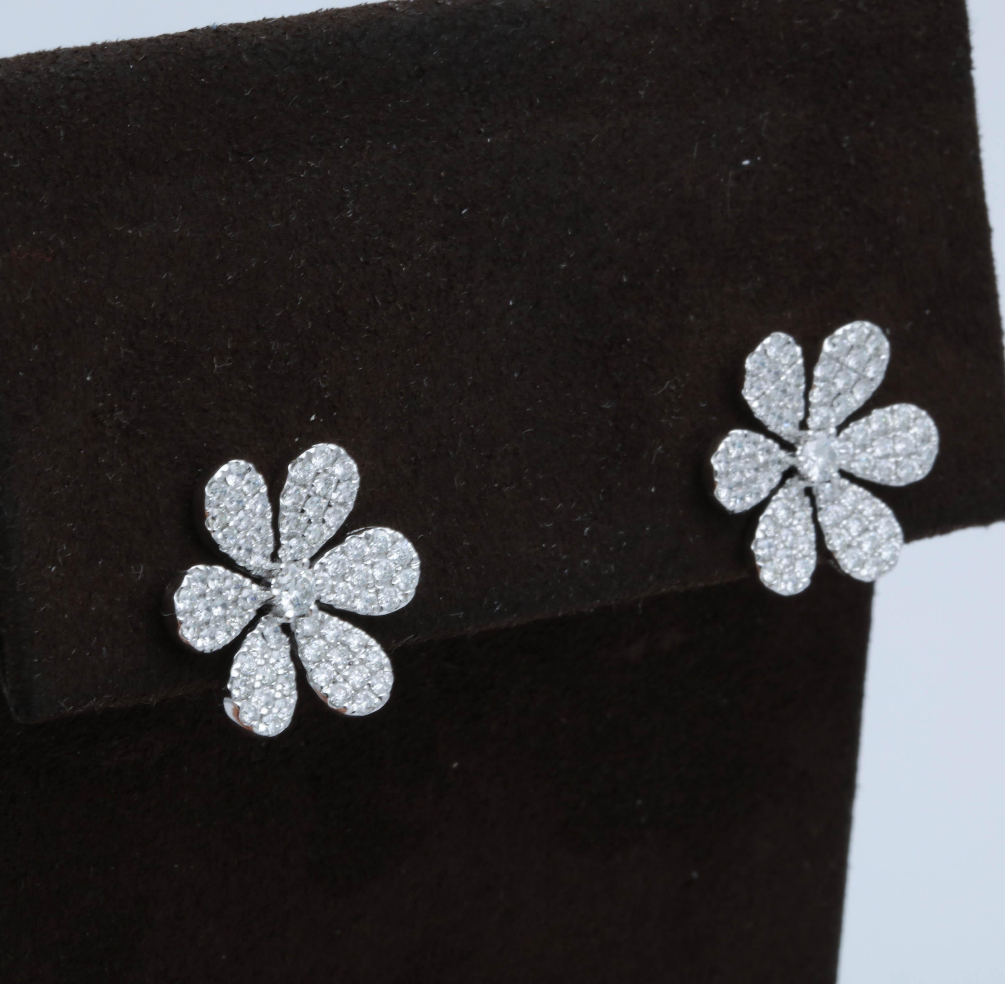 Women's Diamond Flower Petal Earrings For Sale