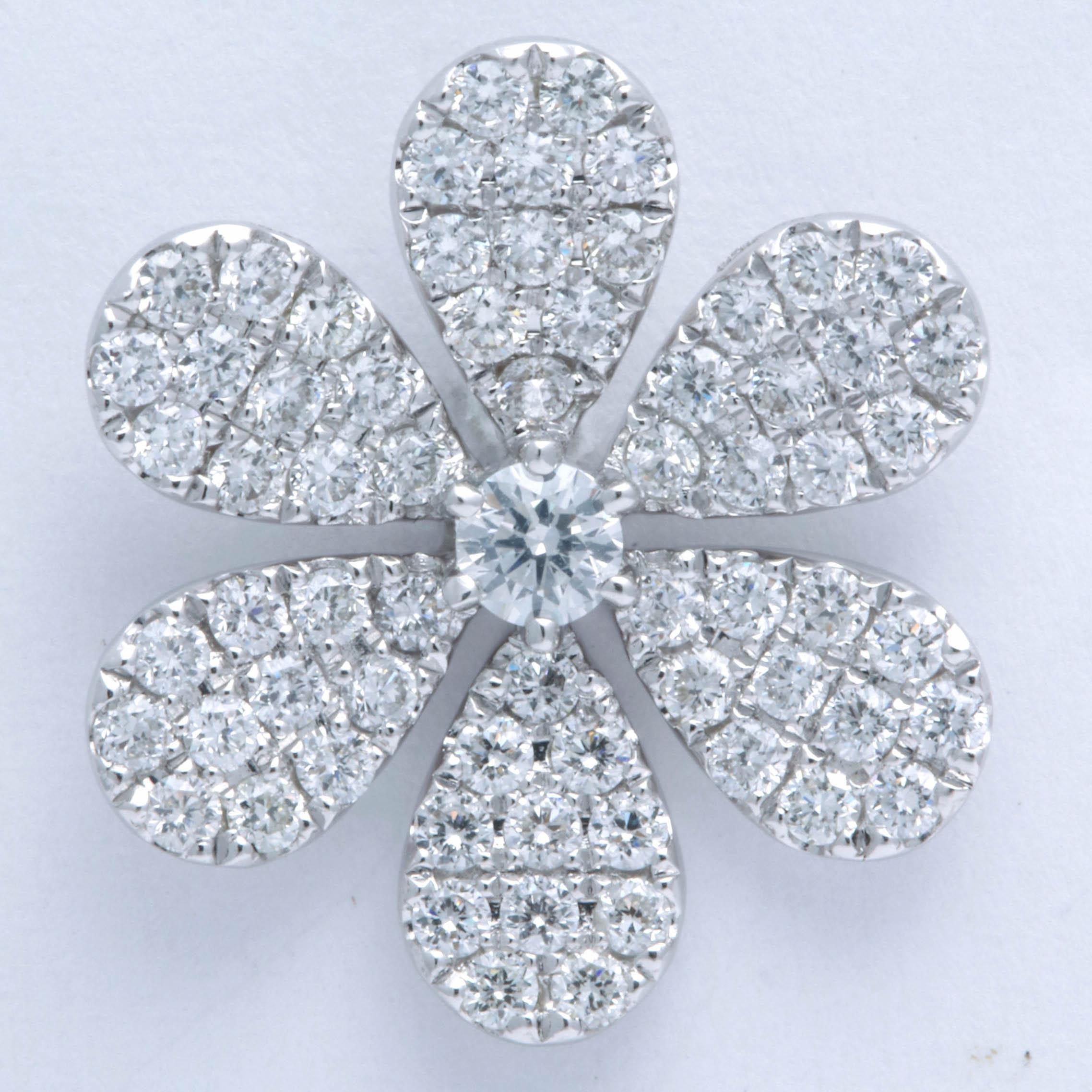 Diamond Flower Petal Earrings For Sale 1