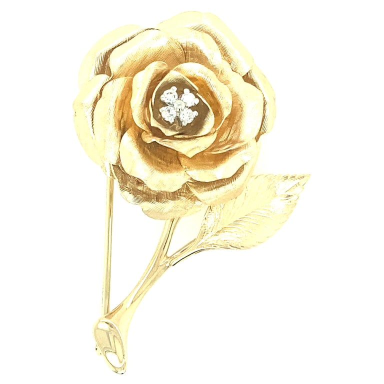 Diamond Flower PIn at 1stDibs