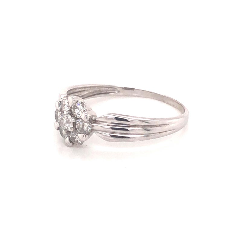Diamond Flower Promise Ring, 14k White Gold For Sale at 1stDibs